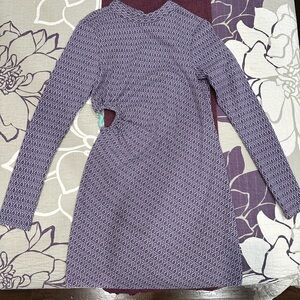 Zara Geometric Purple Long Sleeve Dress